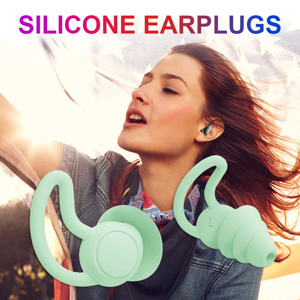 2 Pairs Silicone Noise Cancelling Earplugs Noise Filter Sleep Swimming Waterproof Three Layer Mute Earplugs