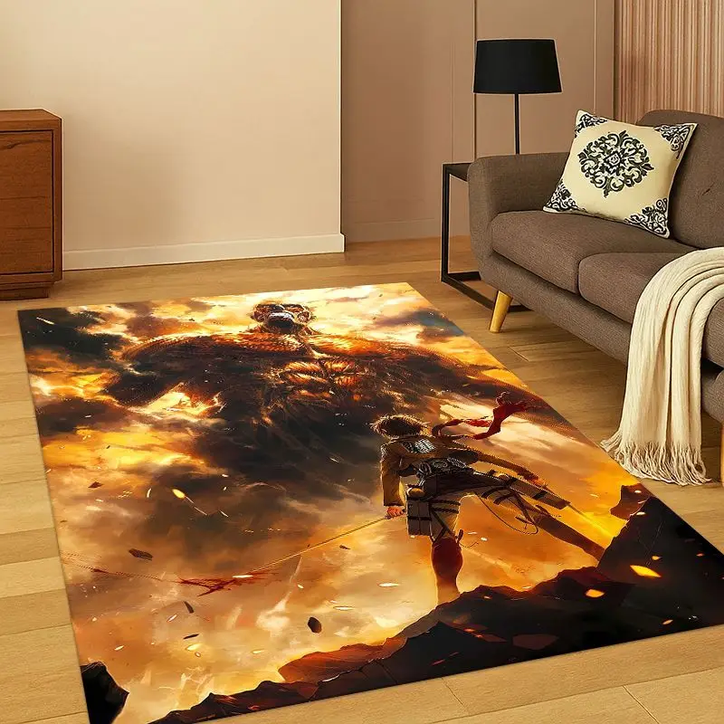 Anime Attack on Titan Cartoon Carpet Rug for Bedroom Living Room Sofa Playroom Doormat Home Decor, Game Area Rug Non-slip