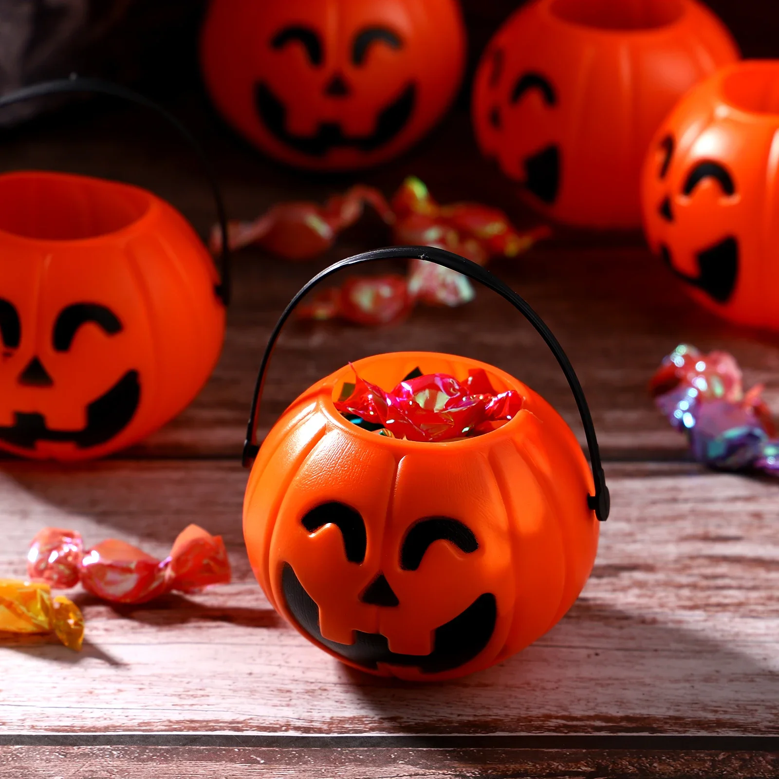 Halloweenowe wiaderko z dynią Wiaderko na cukierki Kosz z dyni Przekąska Torebka na cukierki Impreza Cukierek albo psikus Rekwizyty Dekoracje na