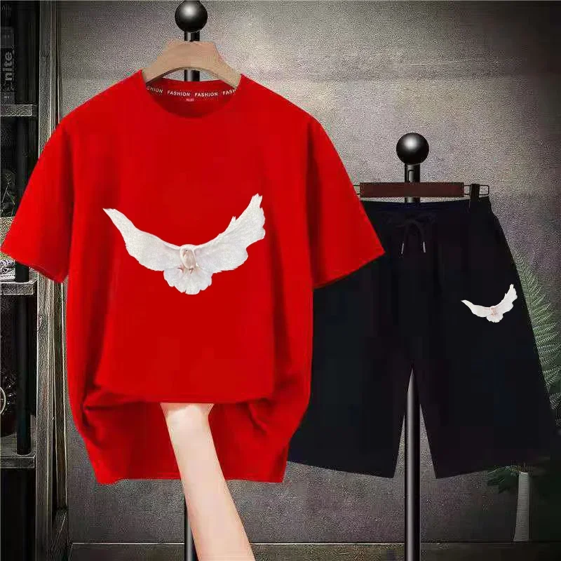 Kanye West Vintage Streetwear Pigeon Best Quality Cotton Loose Oversized Tees Tops Shorts Set Tracksuits Child Size Streetwears