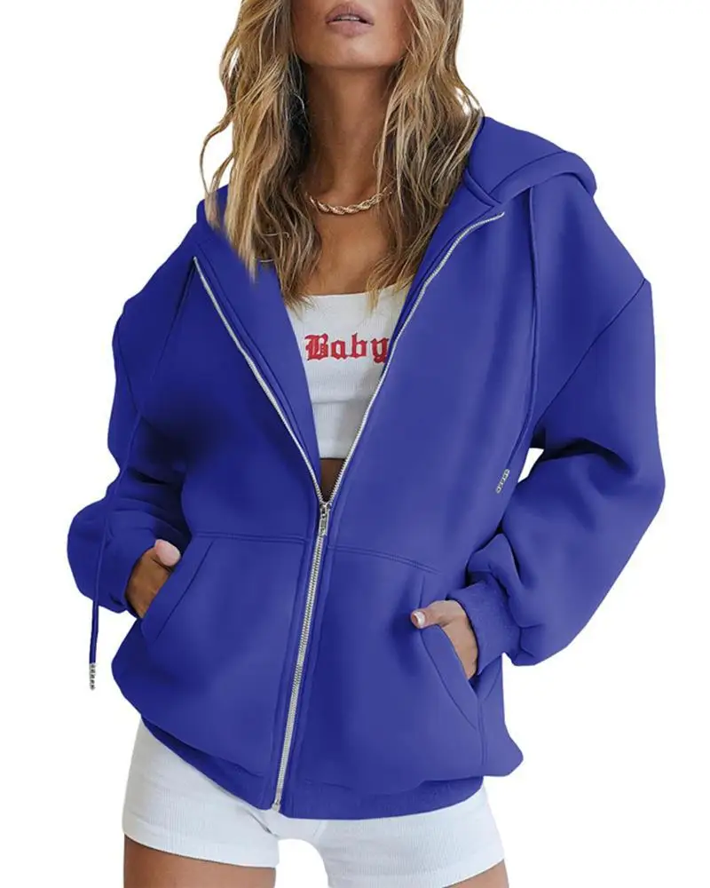 2023 Women's Fashion Warm Leisure Sports Hoodie Coat Jacket Hoodie Cardigan Loose Coat