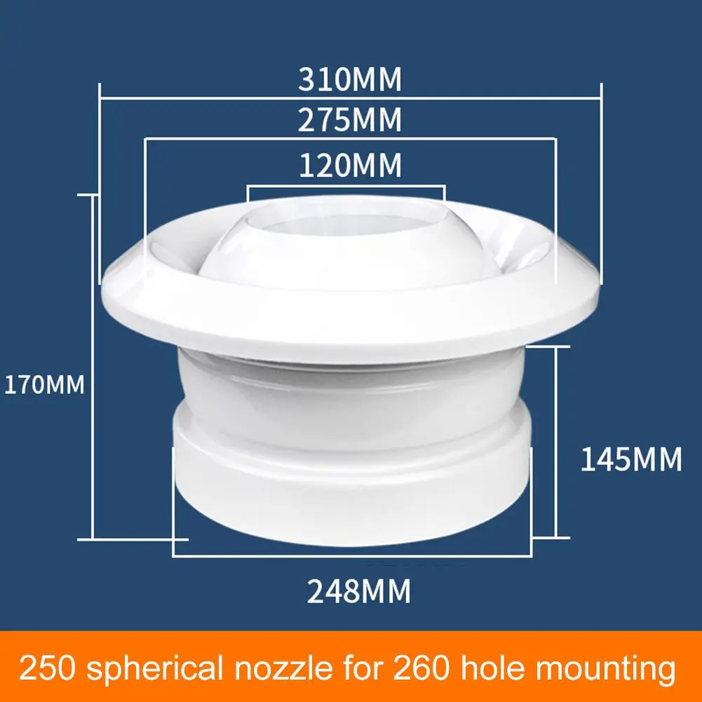 ABS aria condizionata rotonda prese d'aria di scarico 360 ° rotante sferico Jet Vents aria condizionata wc sferico Jet Vent Home Impro