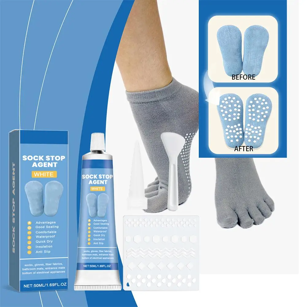 1/2PCS Quick-Drying Non-Slip Adhesive Transparent DIY Sock Stop Agent Waterproof Fabric Paint for Grip Socks Tool