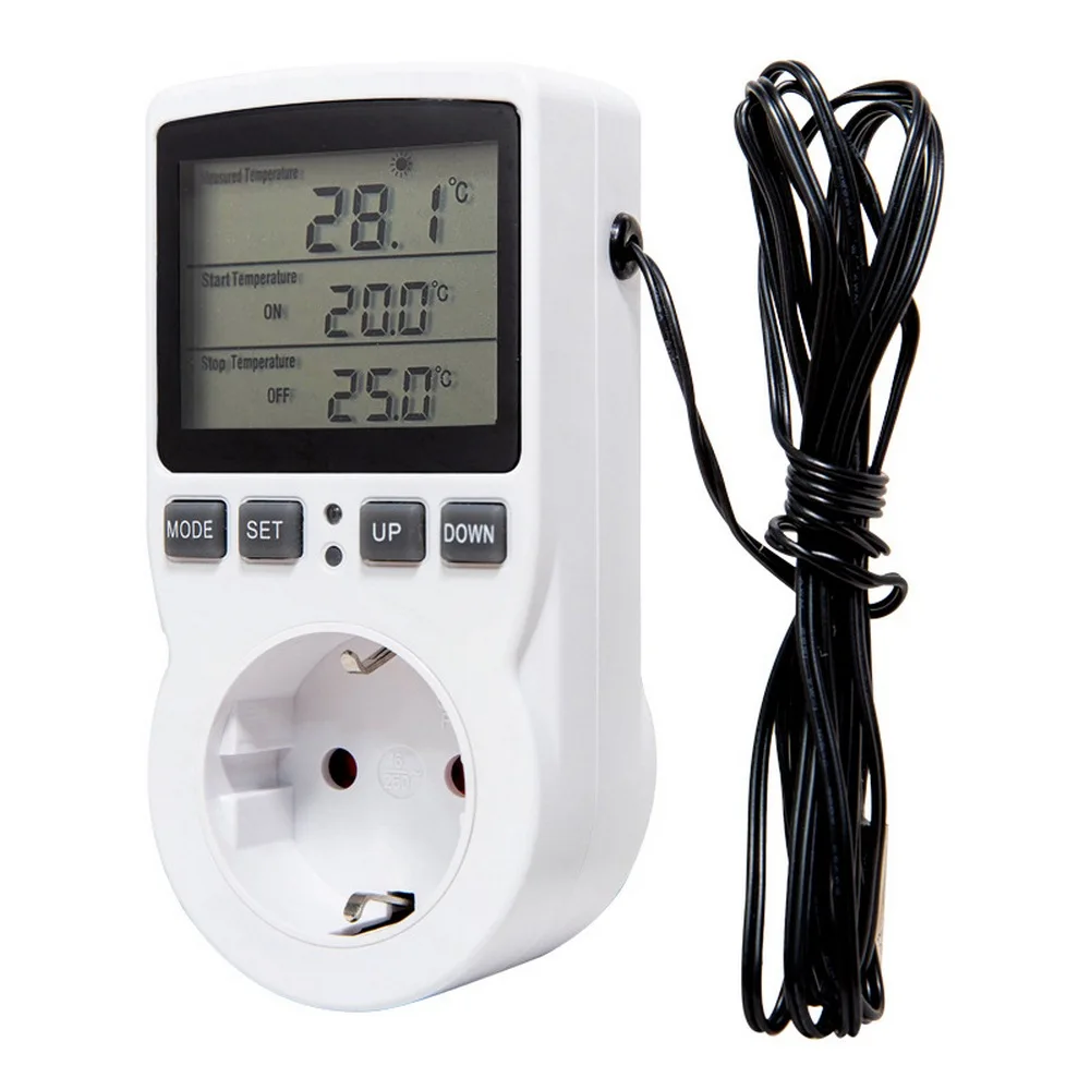 Multifunctional Thermostat Electronic Digital Timer Temperature Controller Socket with Timing Switch Sensor Probe 110-220V