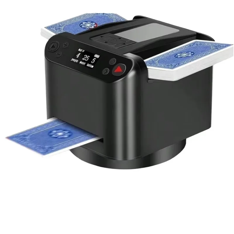 Automatic Card Shuffler Portable MAX6 ABS USB-Charging Low-Noise Electronic Poker Machine for Home Poker Nights