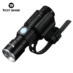 WEST BIKING Portable Mini Bicycle Light 3 Modes LED Bike Front Lamp USB Rechargeable Bicycle Headlight Cycling Flashlight Lamp