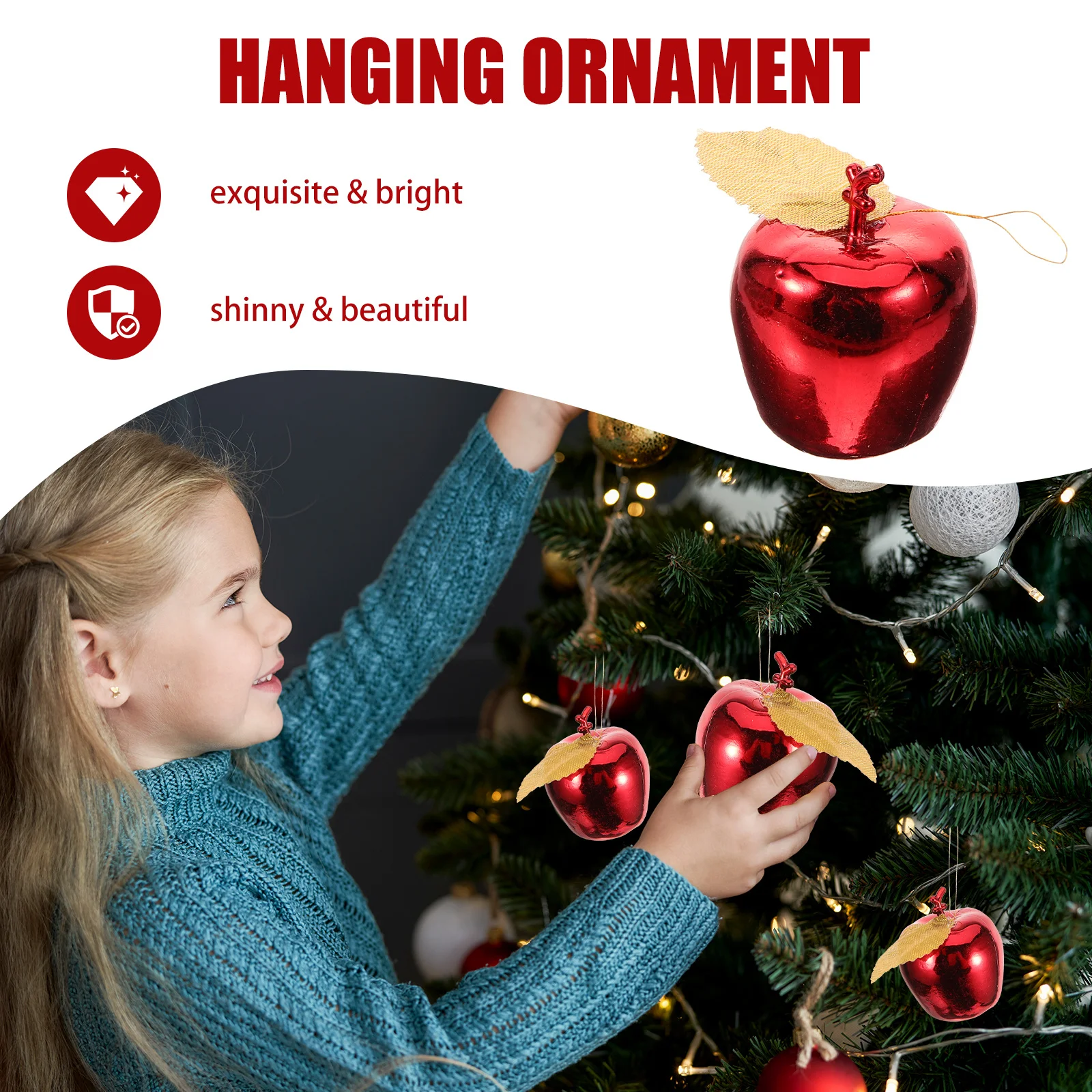 

24pcs Christmas Apple Hanging Ornament 4Cm Simulation Plating Pendant For Xmas Tree Decor Holiday Party Wedding Home Office