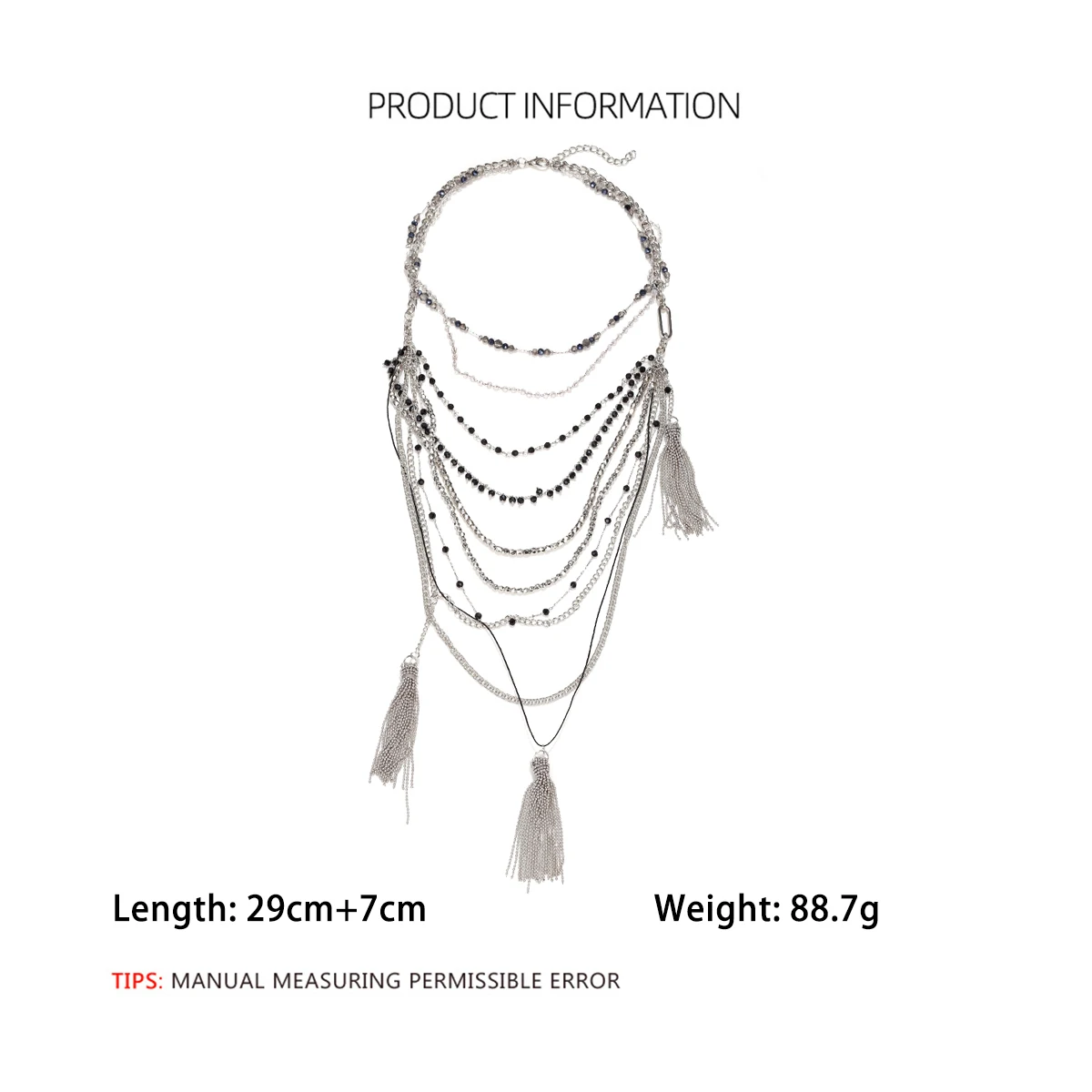 New ZAA Multi-layer Long Metal Chain Beaded Tassels Pendant Necklace for Women Fashion Holiday Party Jewelry Gifts