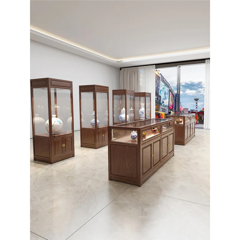 New Chinese Container Jewelry Display Cabinet Glass Jade Jewelry Antique Wenwan Bogu Boutique Display Cabinet Nakajima