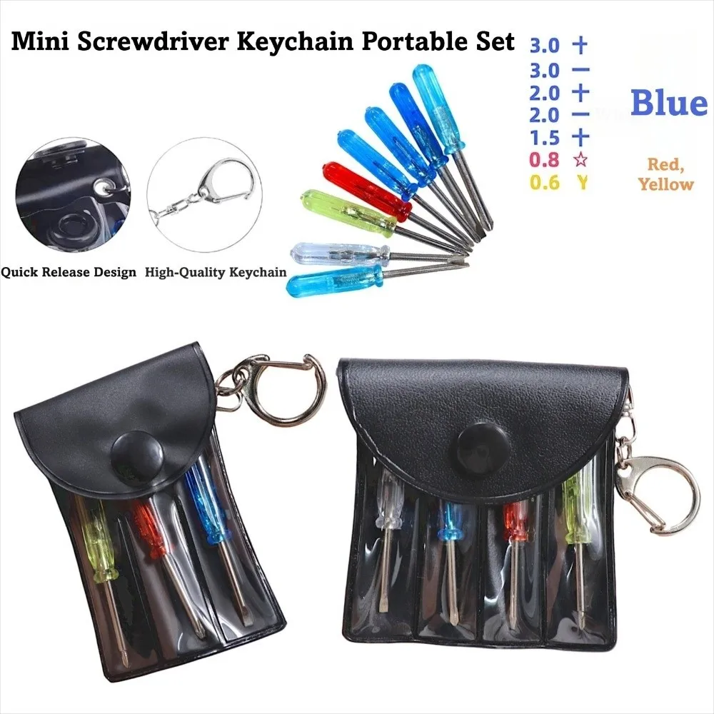 3/4 Piece Set Mini Screwdriver Set Leather Bag Hanging Buckle Flat Bits Screwdriver Irregular Shaped Bits Precision