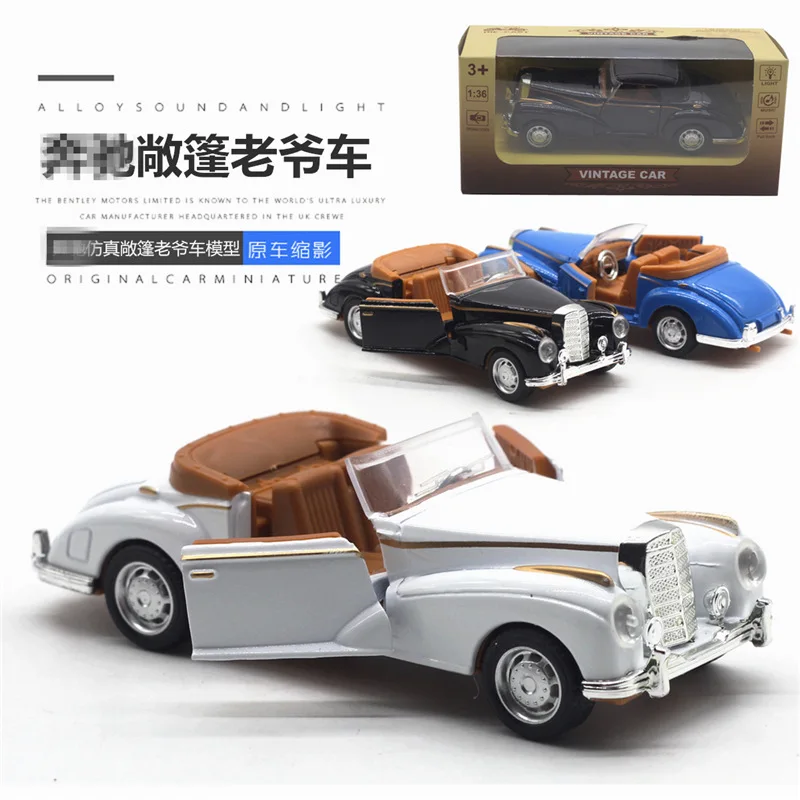 1:36 Retro Convertible Vintage Car Modello di auto in lega Auto in lega Giocattolo Modello classico Nuovo regalo per bambini