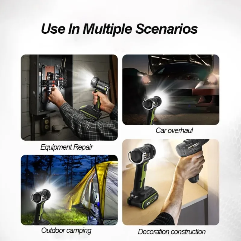 WORX WU027 20 فولت بطارية ليثيوم متعددة الوظائف مصباح يدوي خارجي محمول LED (بدون بطارية وشاحن)