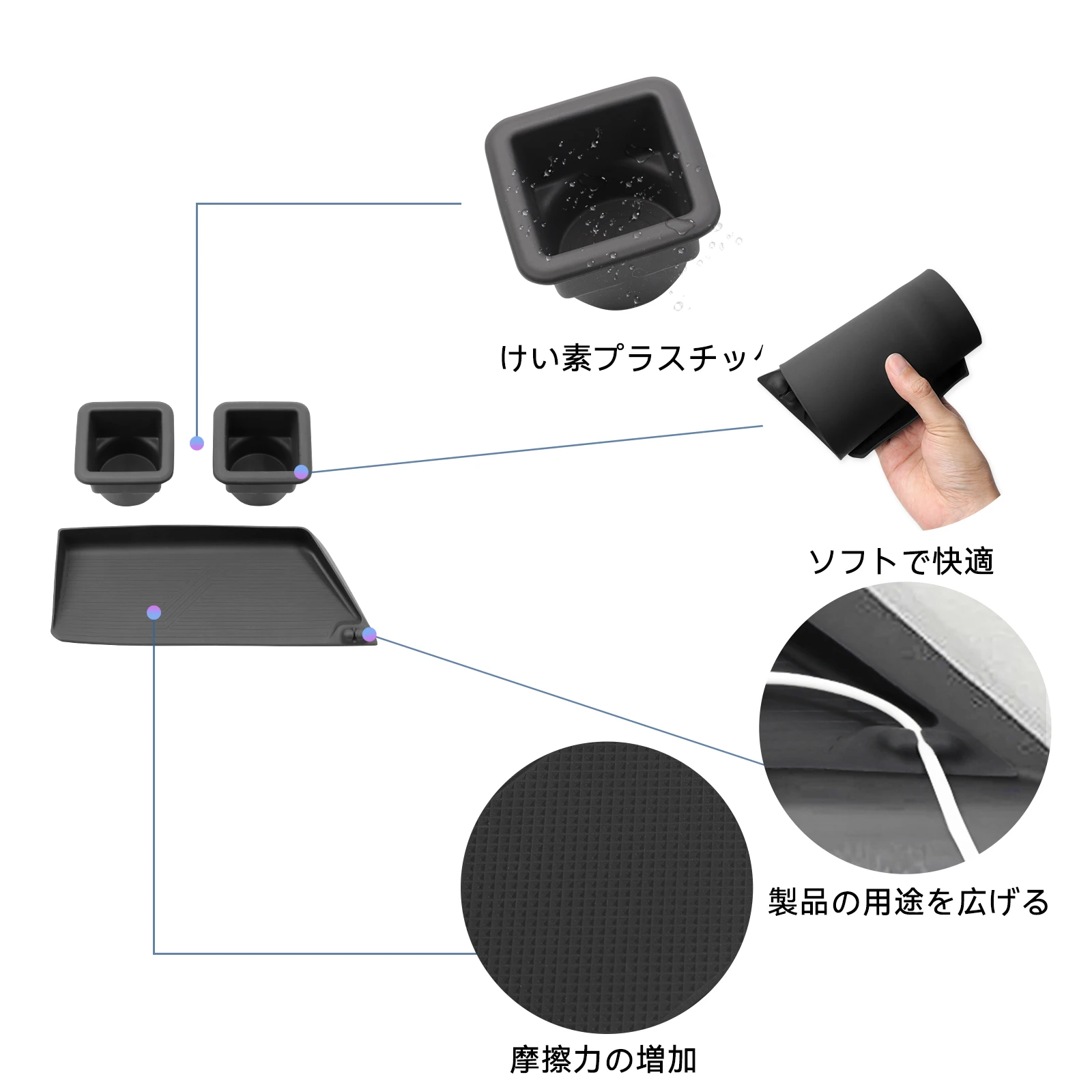 

for Suzuki SOLIO/SOLIO BANDIT 2021-2025 Car Dashboard Water Cup Holder Anti-Slip Pad Instrument Panel Storage Tray Black﻿