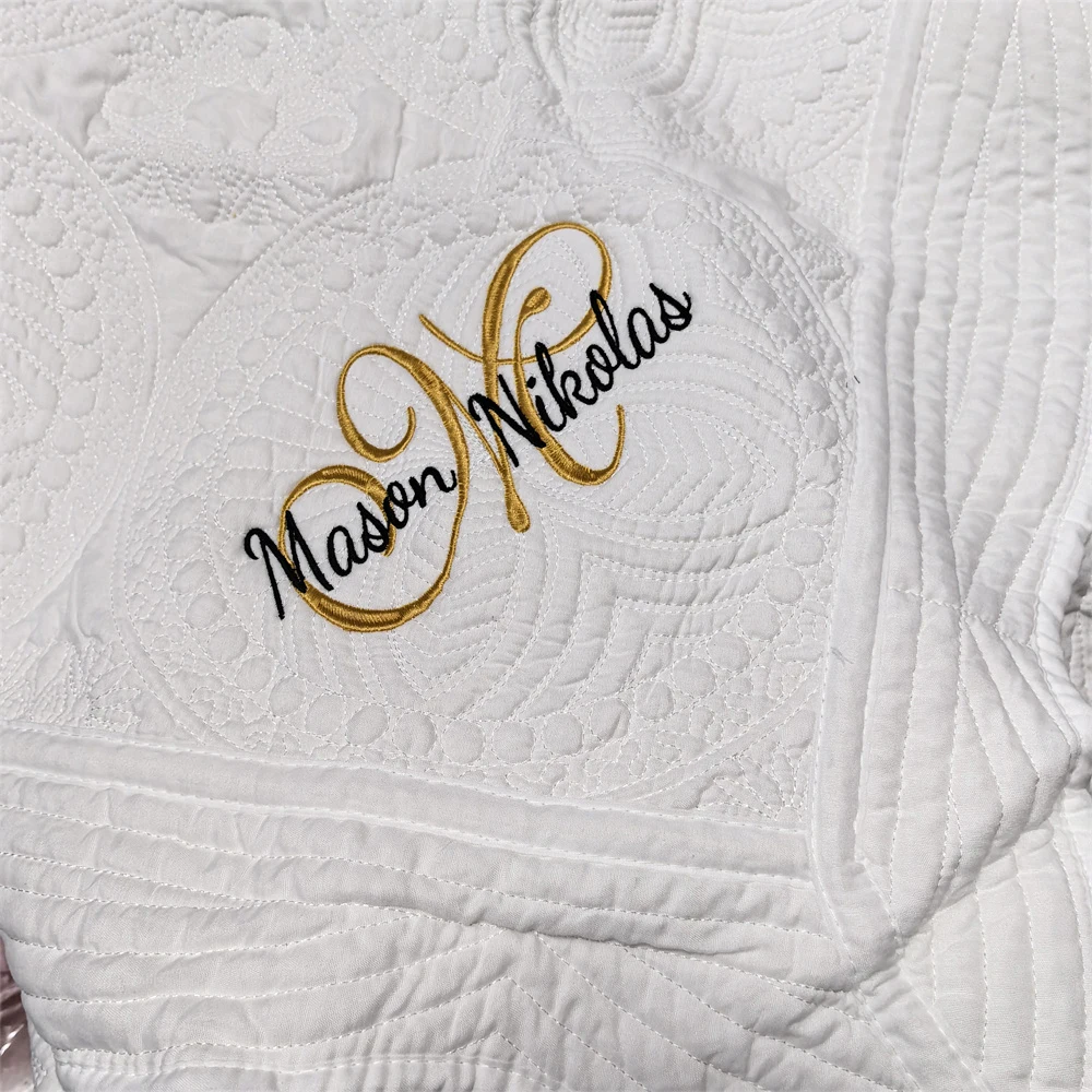 Custom Name or Initials Baby Blanket Personalized Embroidery Monogrammed Quilt for Newborn Infant Kid\'s First Birthday Gifts