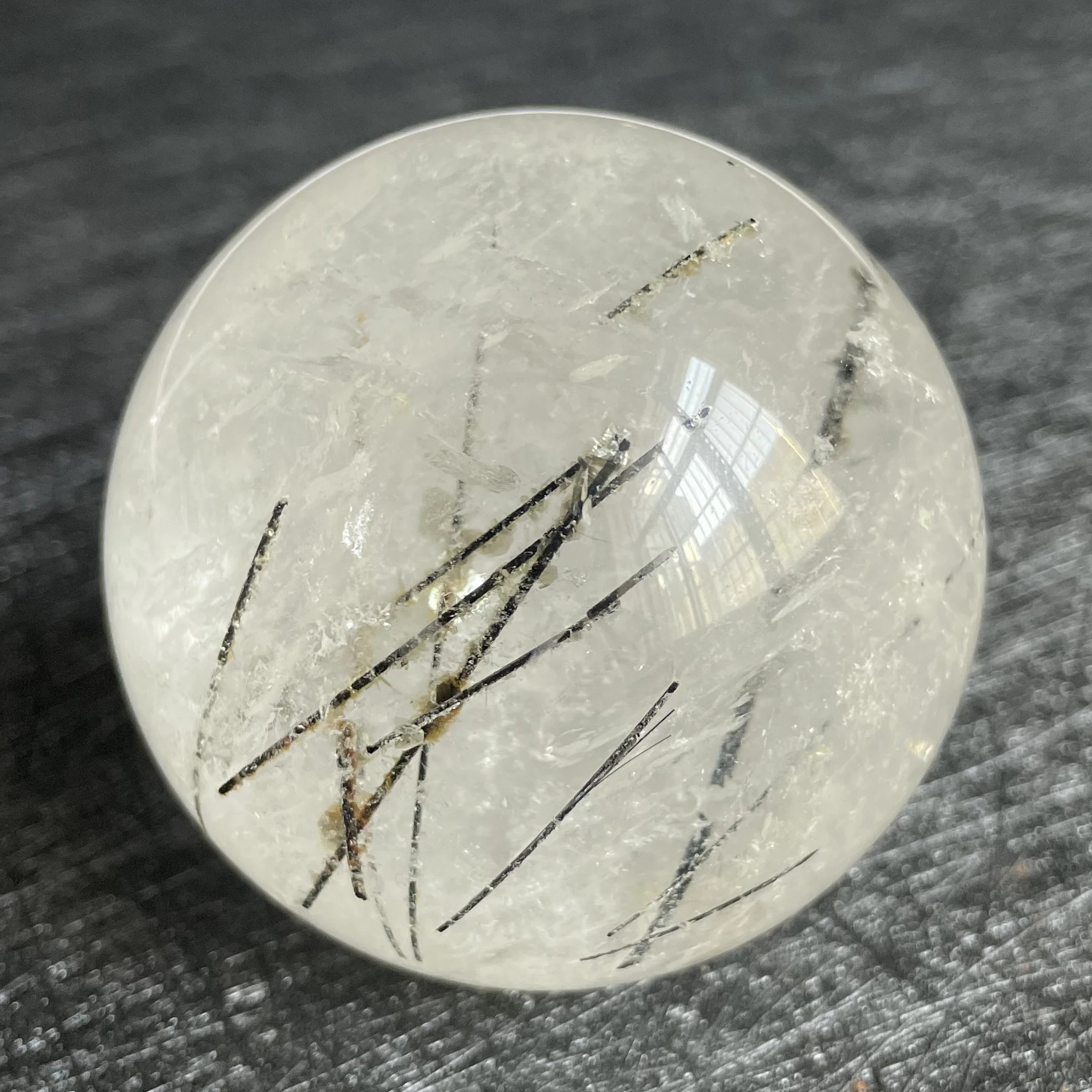 

383g Natural Stone Quartz Rutilated Sphere Polished Smoky Crystal Ball Decoration Rock Gift Reiki Healing L262