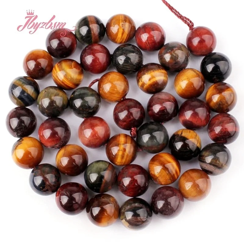 8/10/12/14 مللي متر عين النمر الطبيعي متعدد الألوان السلس حجر الخرز فاصل فضفاض ل عقد دي اي واي سوار صنع المجوهرات ستراند 15" #1