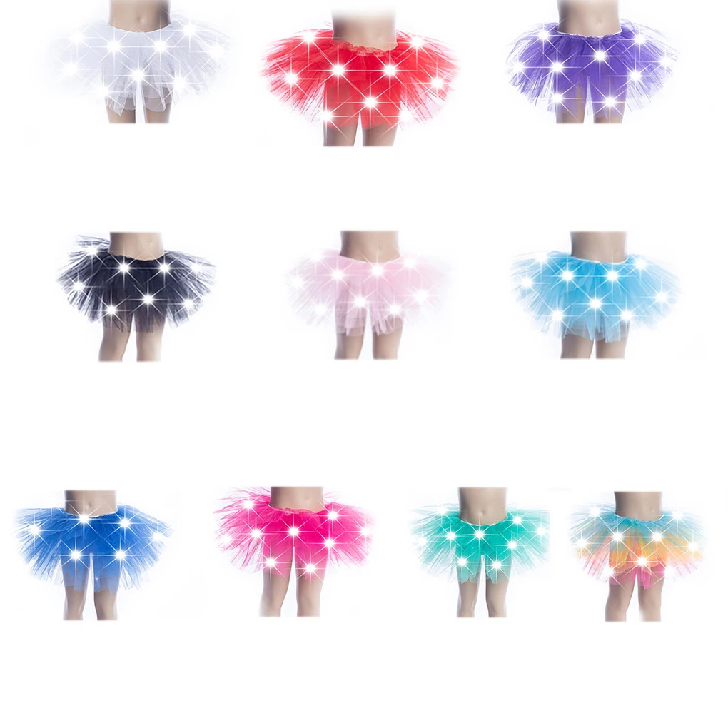 Kids Girls Light Up LED Tutu Novelty Stage Dance Skirt Mini Skirt Dancewear Children Party Costume