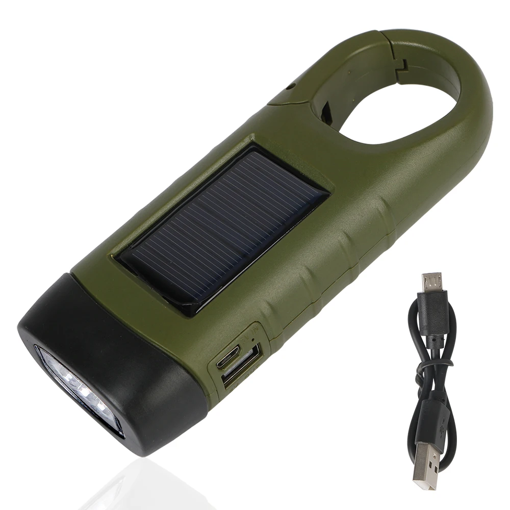 Emergency Flashlight, Portable Led Flashlight, Solar-Powered Hand-Cranked Flashlight, Outdoor Camping Lighting