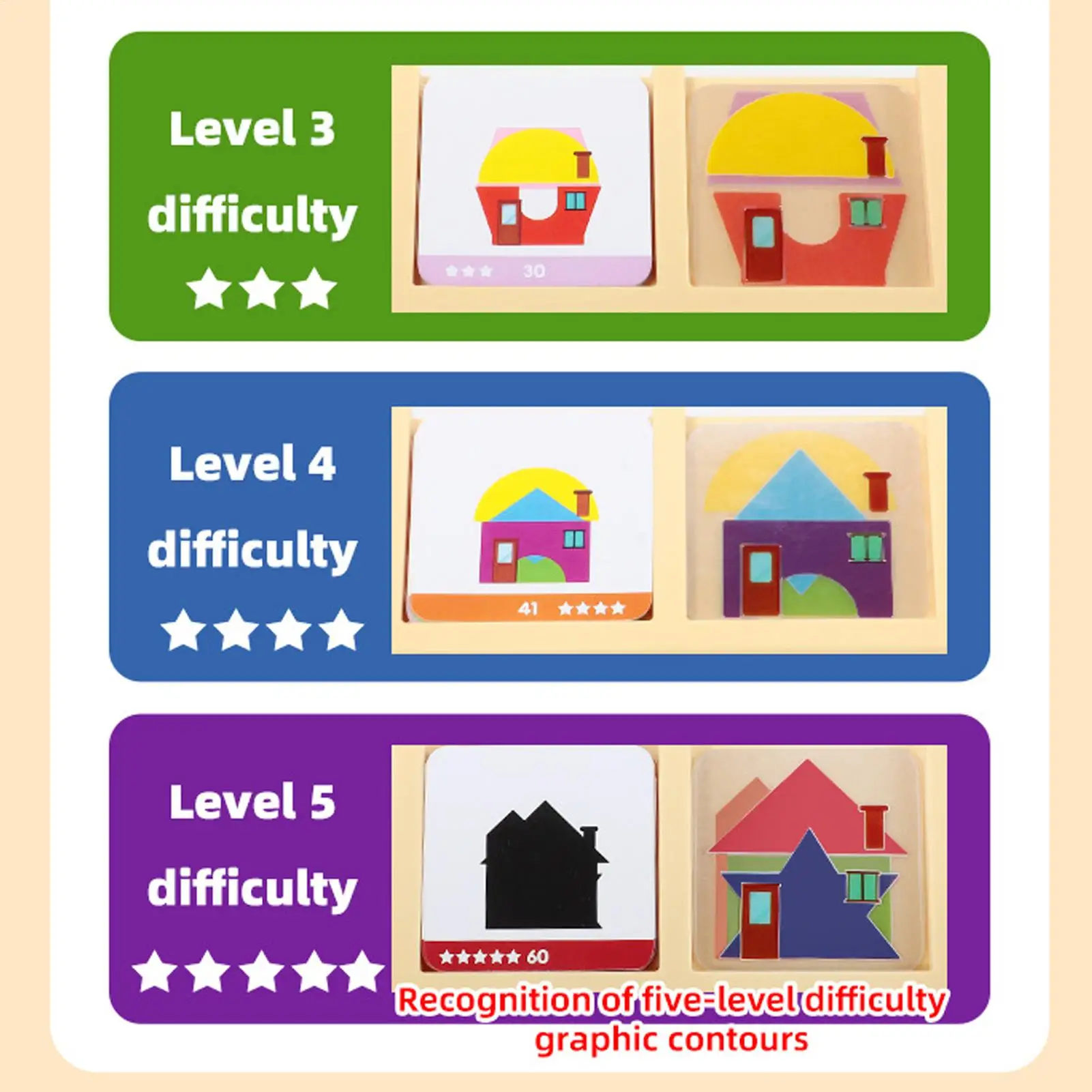 Geometric Block Puzzle Educational Learning Toys for Toddler Preschool Elementary School Classroom Home Family Time