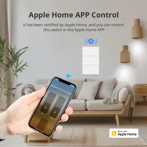 Zemismart Matter WiFi 1 2 3 4 6-gångs smart väggströmbrytare neutral krävs med stor knapp SmartThings-app Homekit-kontroll 10 best sales 2-gängsbrytare - №3