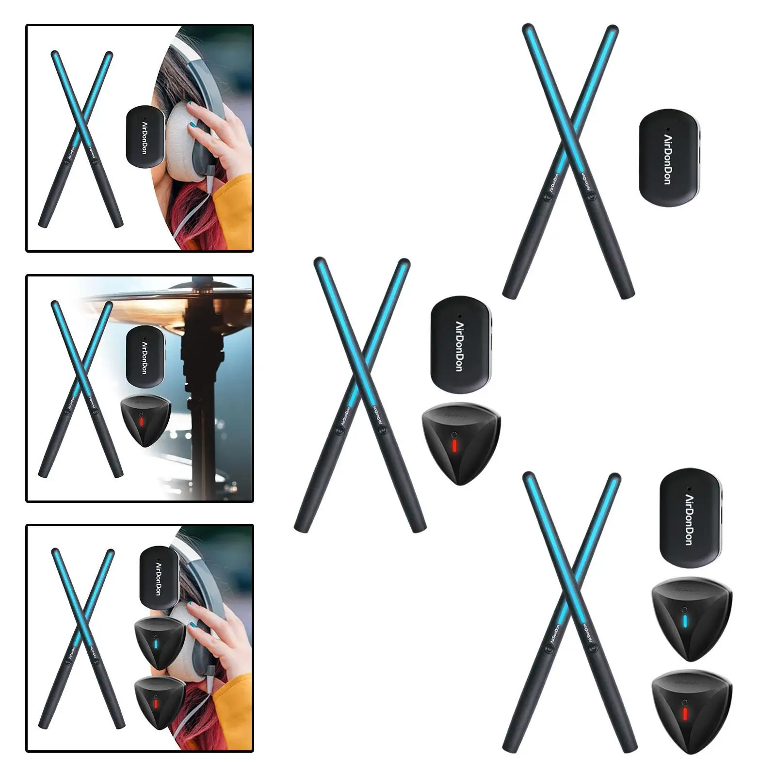 Mini Air Drumsticks for Drum Enthusiasts ABS Percussion Instrument Electronic Drum Set for Outdoor Travel Home Practice