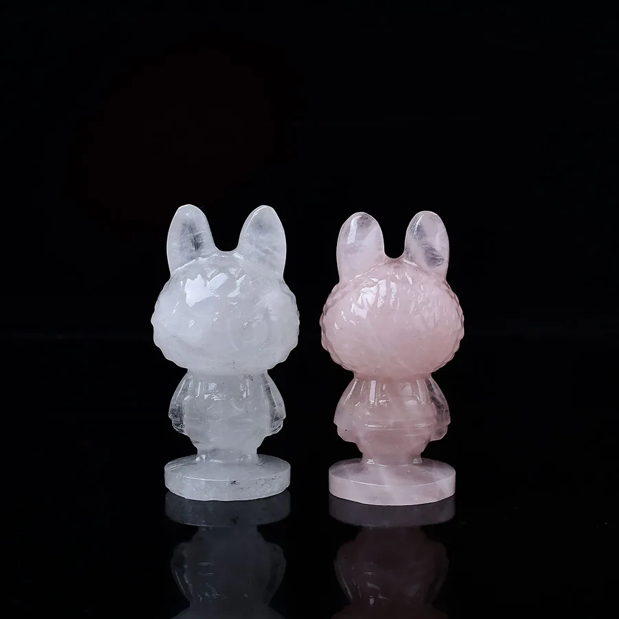 1PC Natural Crystal Rabbit Animal Carvings Sculpture Energy Quartz Animal Decor Healthy Healing Stones Christmas Present Gift