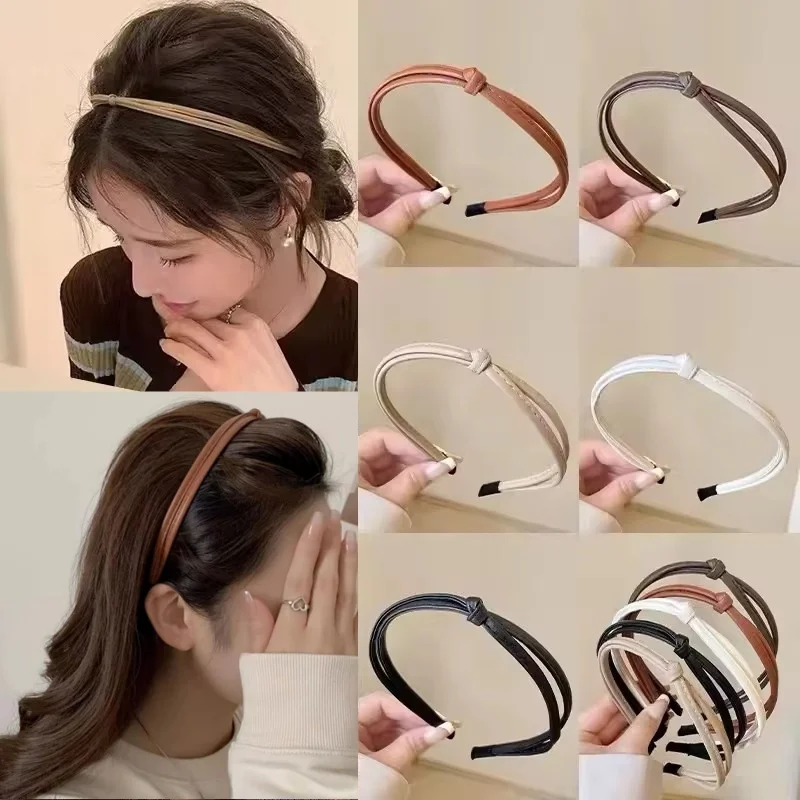 1/5pcs Simplicity Leather Narrow Edge Headband for Women Elegant Simple Face Wash Hairbands Fashion Girls  Hair Accessories