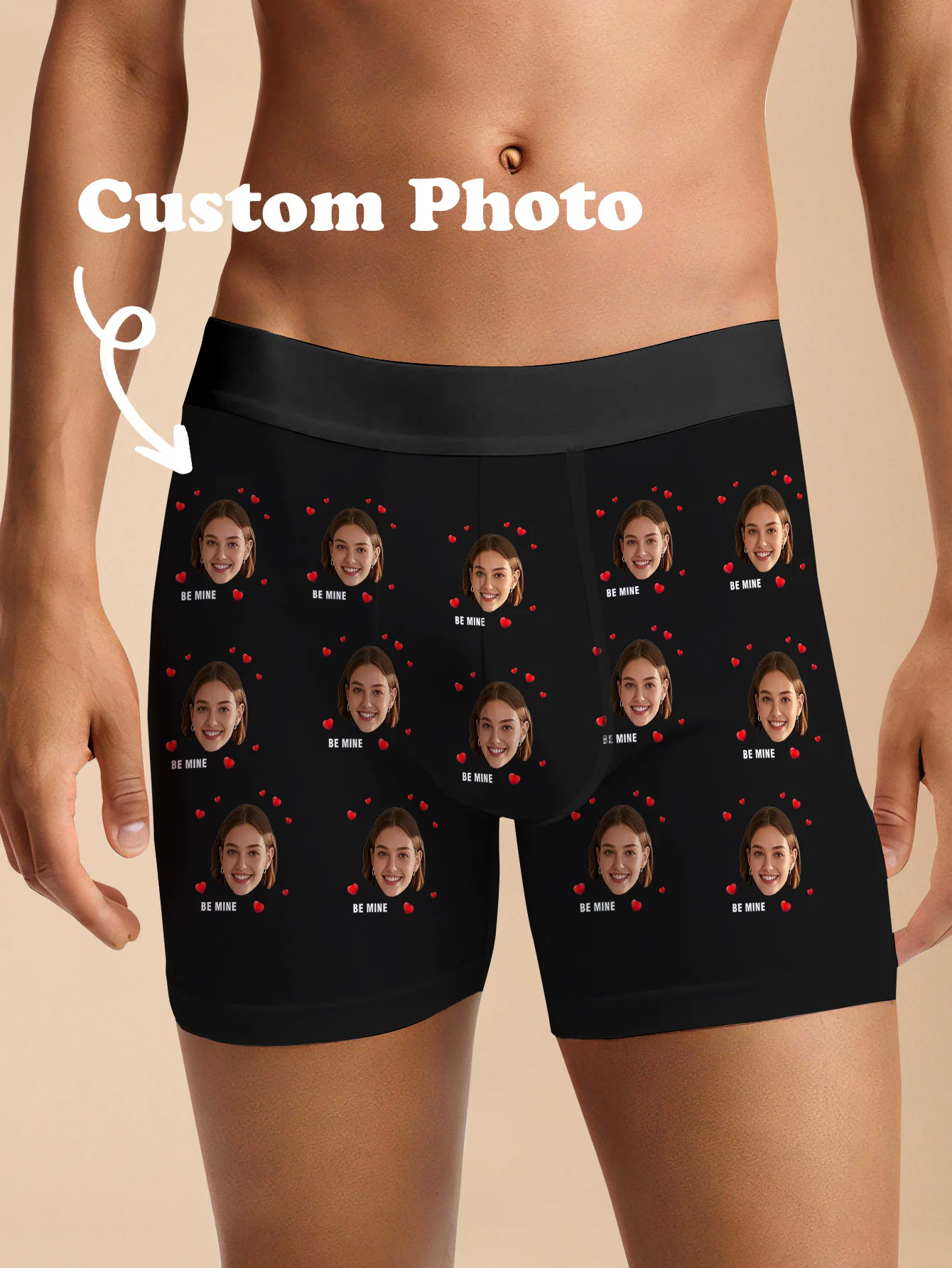 Custom Face Boxer Briefs For Men Personalized Valentine Gift With Heart Funny Face Underwear For Husband Boyfriend Anniversary