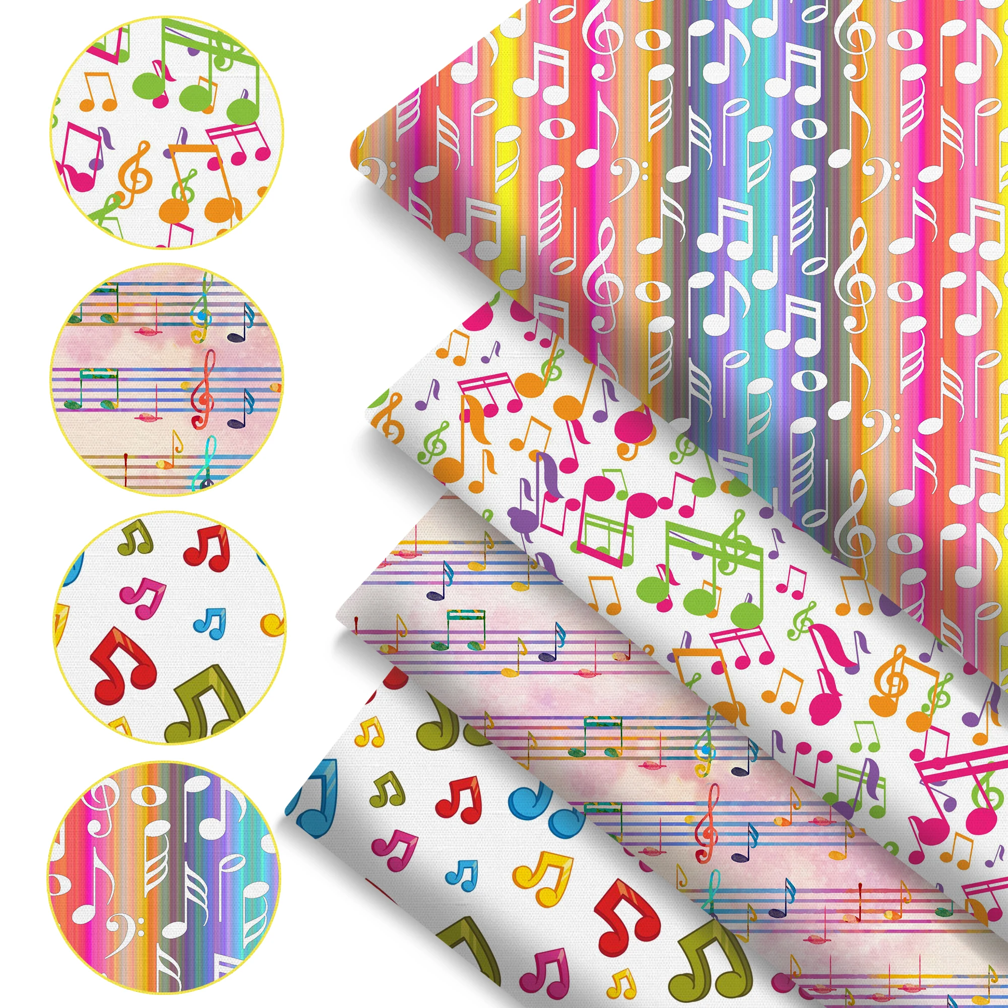 Pre-cut 4Pc/set 7.87x7.87inch(20x20cm) music notes series Precut Quilting Fabric Fat Quarter Fabric Bundle, Polyester