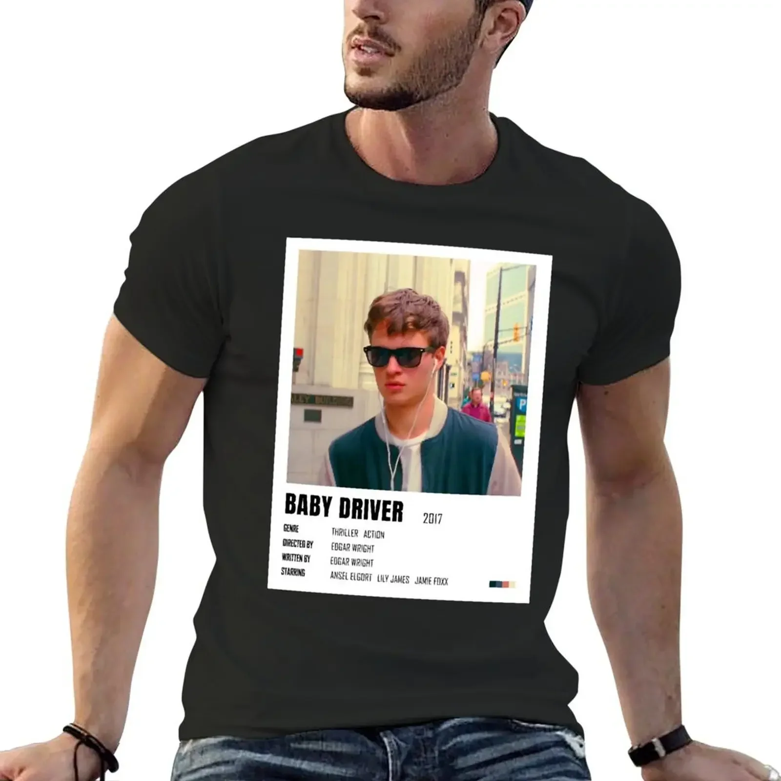 Ansel Elgort And Baby Driver Hear The Sound T-Shirt blue archive blanks graphic t shirts shirts men graphic