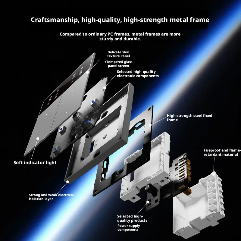 Picture 5: Tuya App Intelligent Control Switch Zigbee Intelligent Screen Display Switch Custom Button Copy Zero Flame Version Ac100-240v