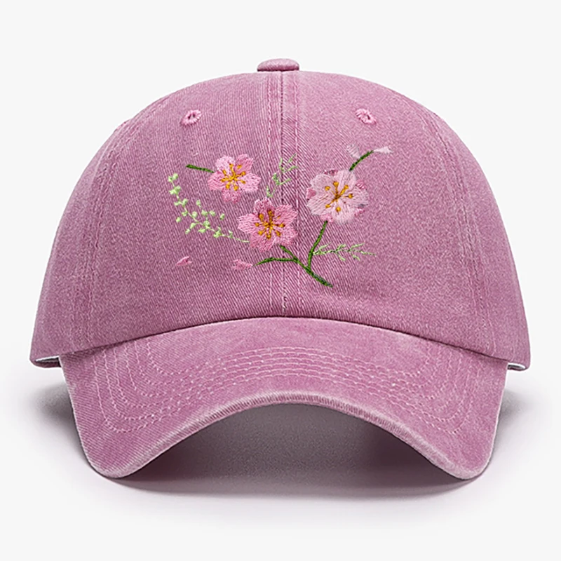 Cherry Blossoms Mom Hats Embroidered Sakura Baseball Cap Flower Trucker Hat Women Sun Visor Her Gift