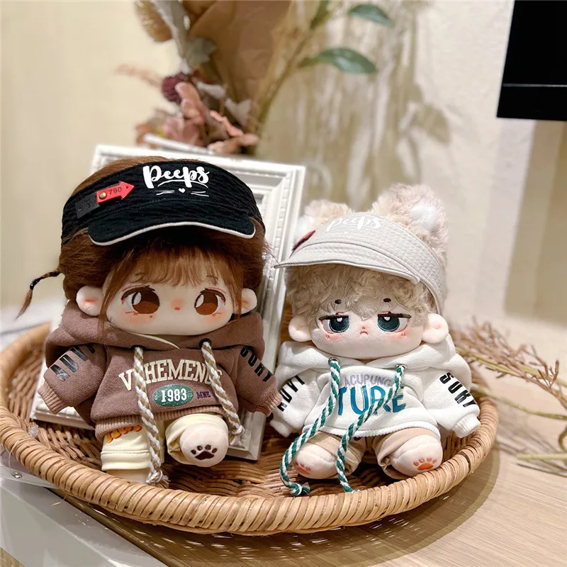 New 20cm Doll Clothes With Cool Adjustable Hat Plush Sweater  White Camel Colors 20CM Plush Stuffed Doll Clothes Accessories