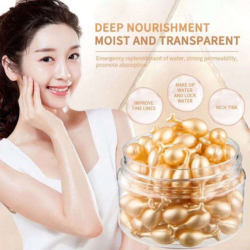 60pcs Anti-wrinkle Sheep Placenta Essence Capsule Anti Aging Fullerene Rejuvenation Essence Moisturizer Brightening Face Care