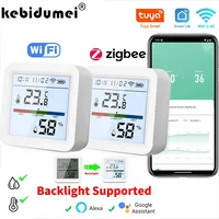 Tuya Zigbee WiFi Temperature Humidity Sensor Hygrometer Thermometer Detector Smart Life Remote Control Support Alexa Google Home