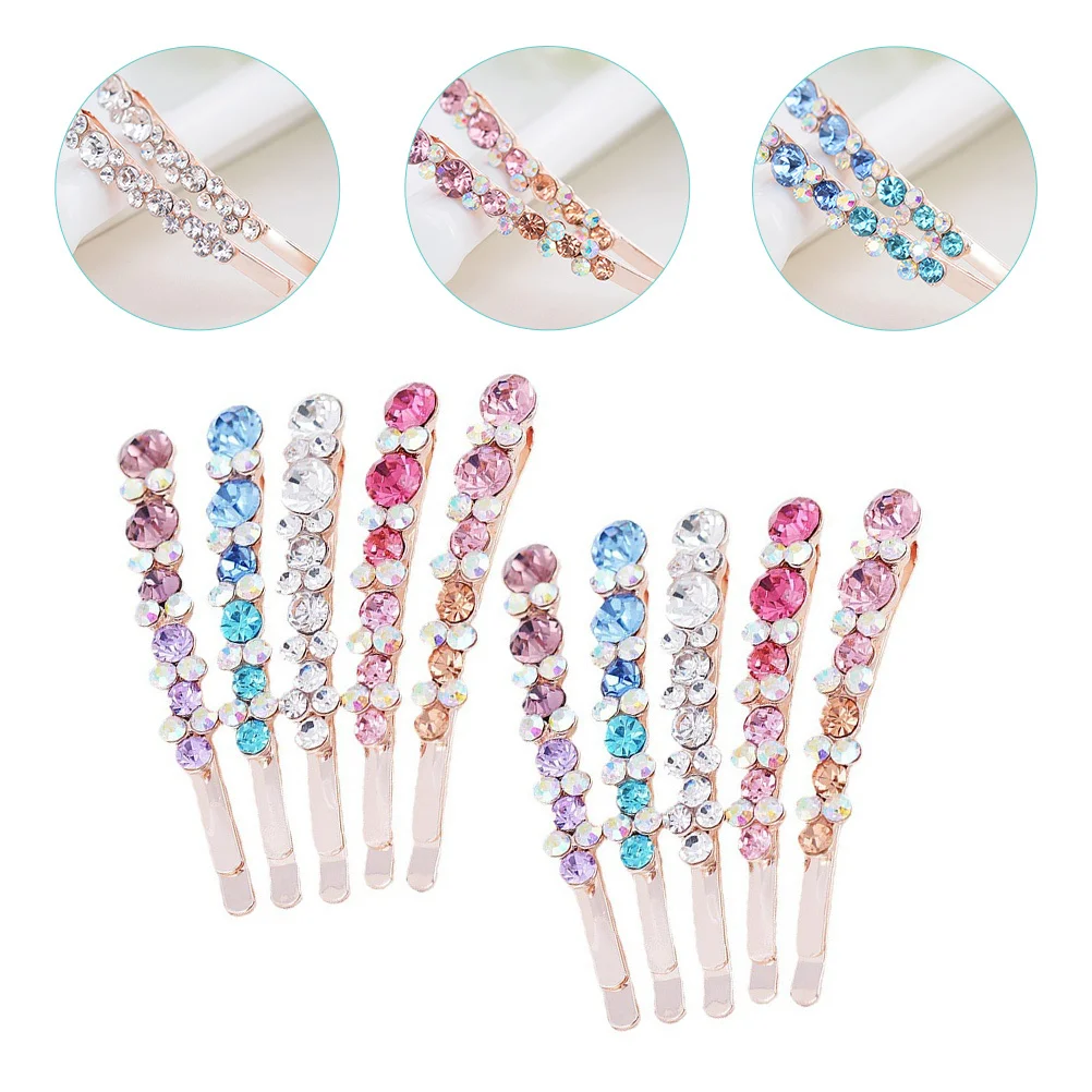 

10Pcs Rhinestones Bow Hair Clips for Women Girls Shiny Alloy Bobby Pins Bridal Wedding Party Hair Accessories Decor
