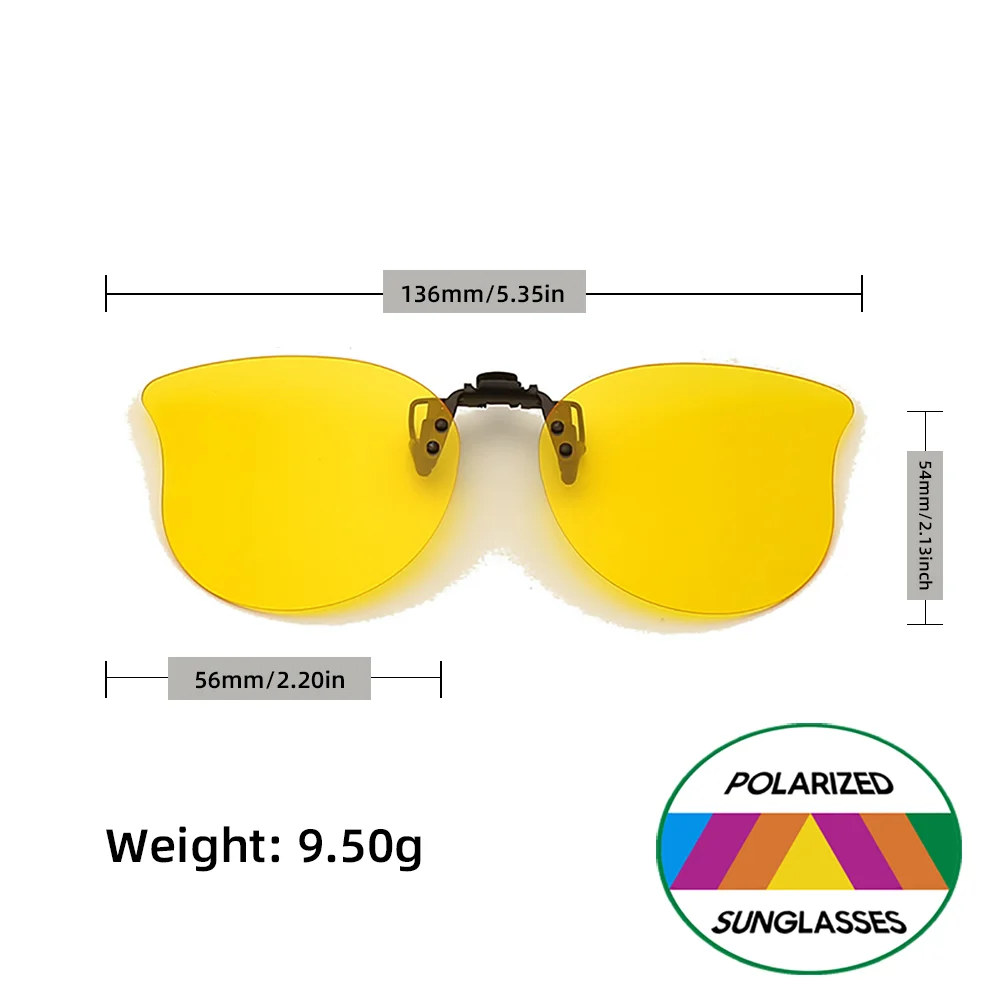 VIVIBEE Flip Up Clip On Nachtsichtbrille Polarisierte Männer Fahren Gelbe Sonnenbrille Frauen UV400 Angeln Universal Clips – Detail 6
