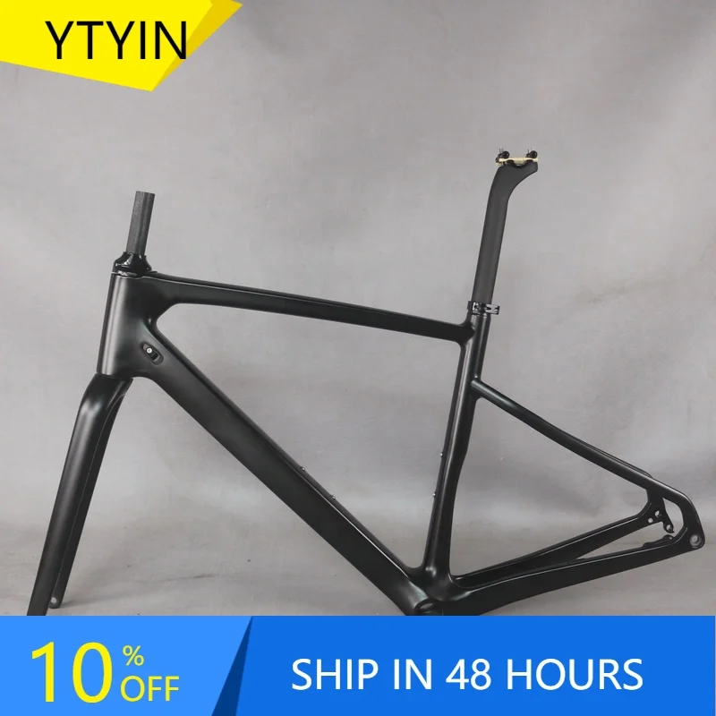 

YTYIN 2021 Newest Carbon Fiber T800 45/48/51/54cm BB86 Flat Mount Disc Brake Gravel Bike Frame GR043