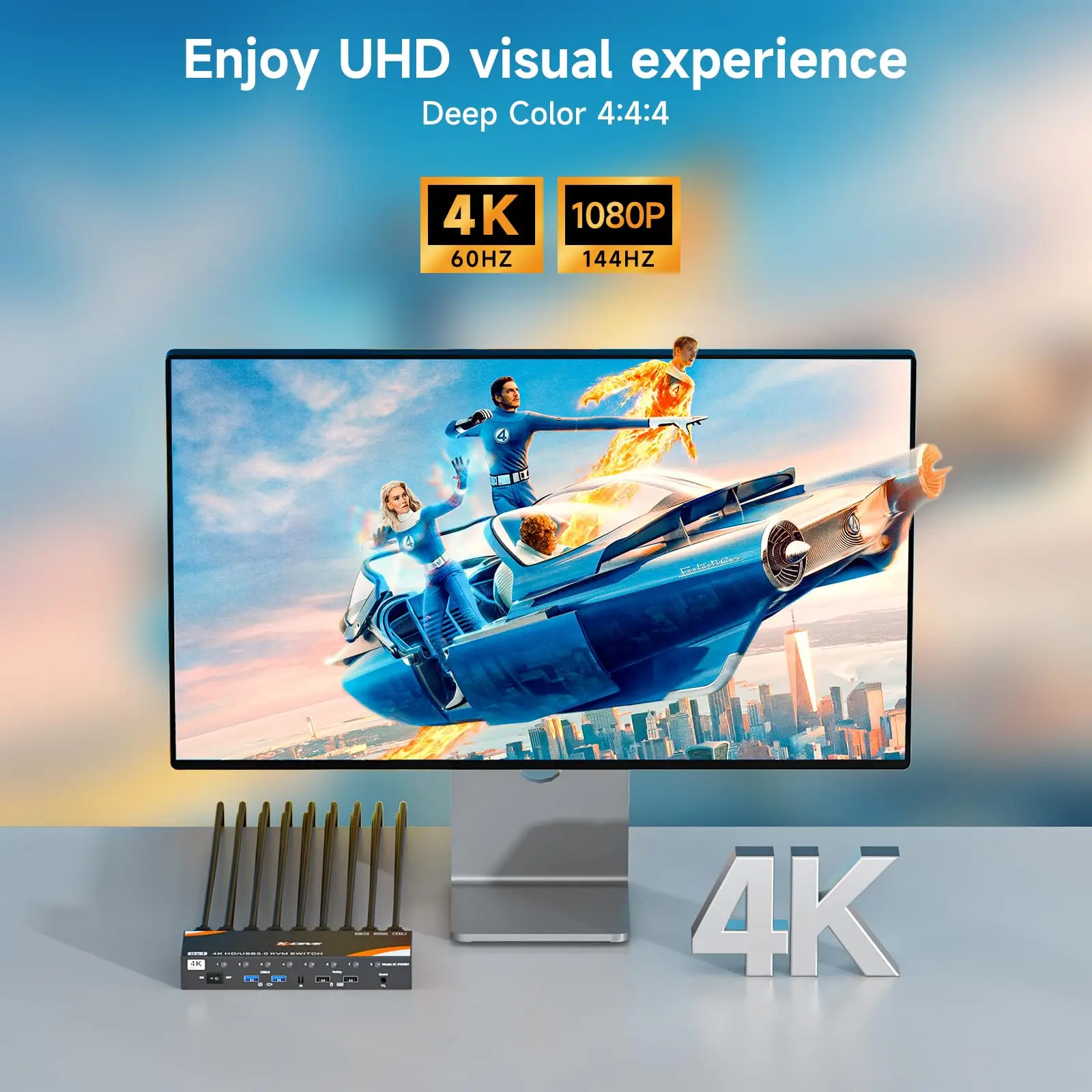 Switch KVM USB 3.0 Computer 8/10 1 monitor Simulazione EDID 4K a 60 Hz, switch HDMI per computer 8/10 Condividi 1 monitor 4 dispositivi USB