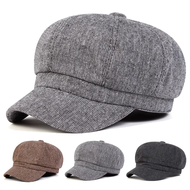Unisex Einfarbige Persönliche Newsboy-Mütze Frühling Herbst Retro Baskenmütze Lässige Kappen Achteckige Mütze