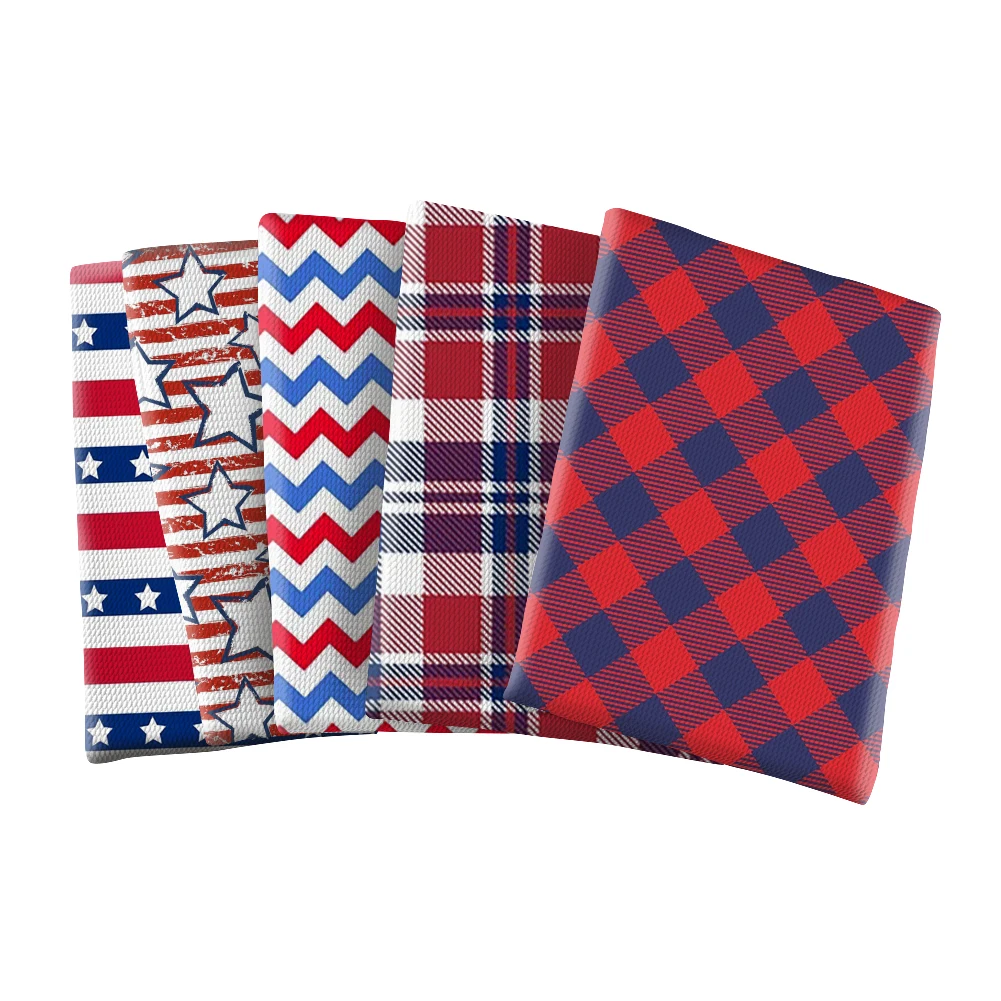 Independence Day USA Blue and Red Stripe Pattern Bullet Textured Liverpool Patchwork Tissue Kids home textile