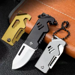 NEW Mini Outdoor Folding Steel Knife Portable Bottle Opener Sharp Cutting Tool High Hardness Camping Survival Tool D2 Hanger
