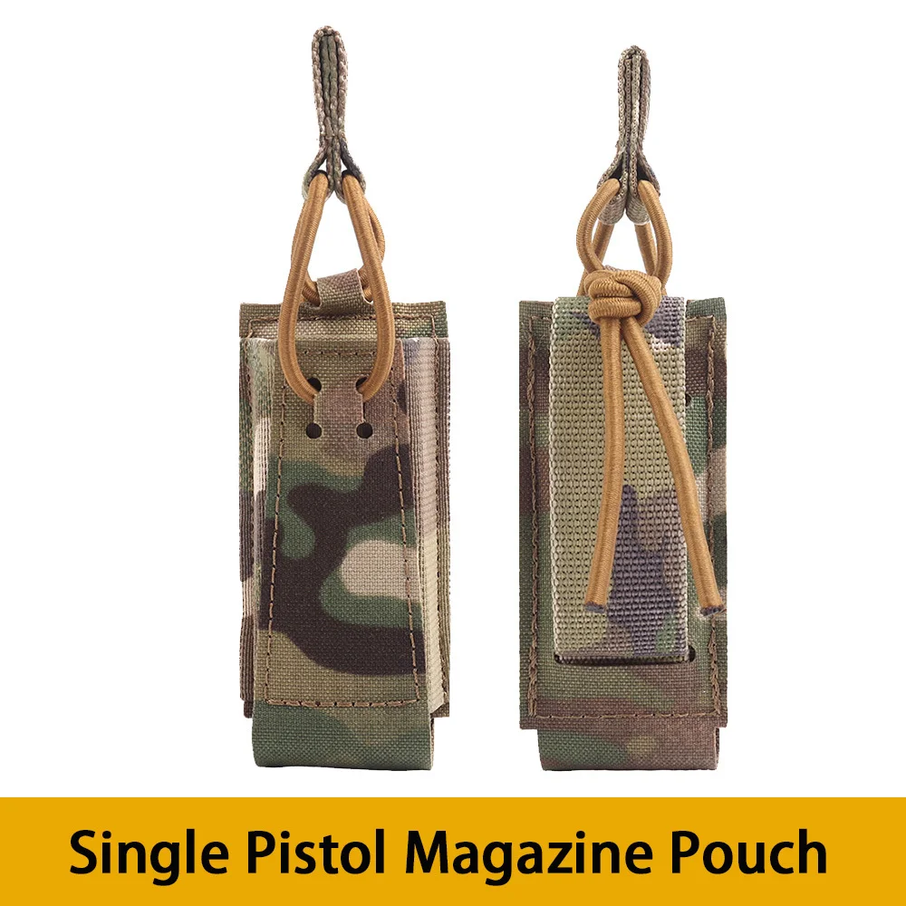 Tactical Single Pistol Magazine Pouch With Bungee Retention 9mm Glock SIG P320 2011 HK MAG Charger Holder Vest Plate Carrier Bag