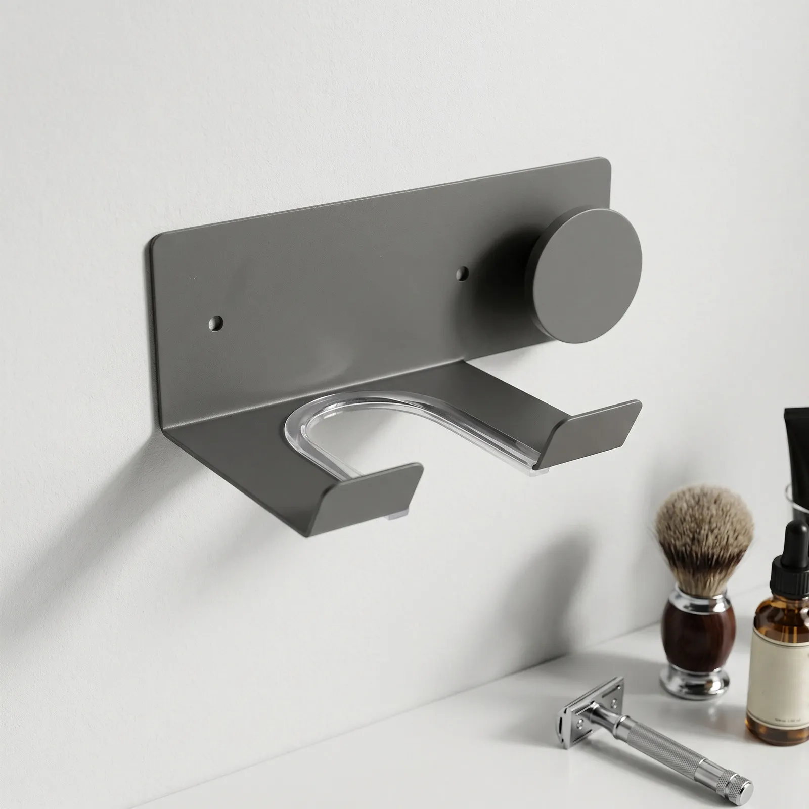 Hair Dryer Holder Wall Mounted Stainless Steel Blow Dryer Rack Bathroom Cable Storage Space Saving Vanity Organizer