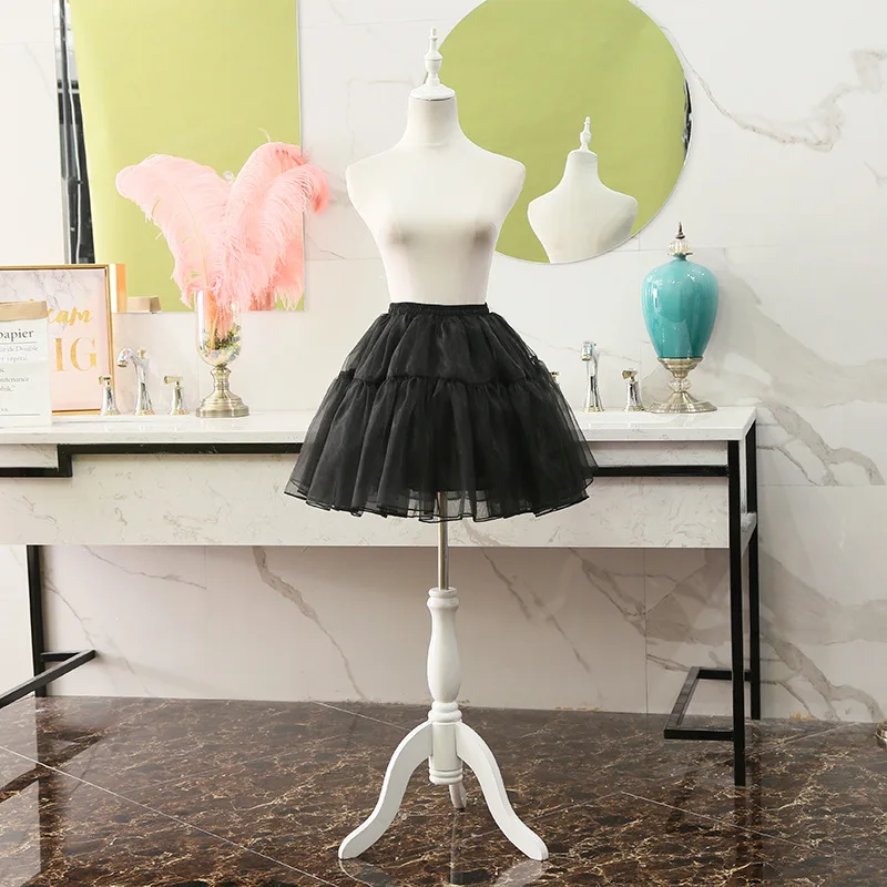 New Lolita Cosplay Petticoats In Stock White Black Organza Girls Crinoline Bridal Underskirt Women 2024