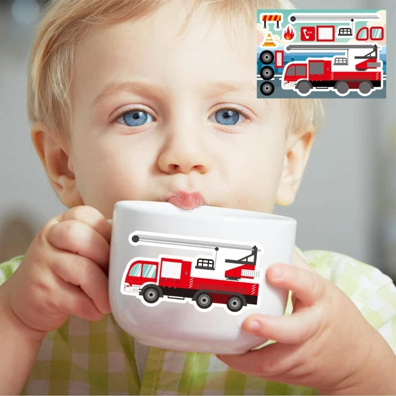 

Y2GD Engineering Vehicles Sticker for Water Bottle Pencil Case Notebook Kid Room Wall