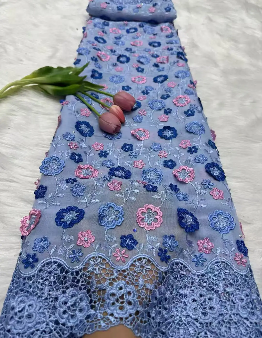 

High Quality African Nigerian Guipure Cord Lace Fabric Sewing supplies & fabrics Embroidery Net Swiss Voile for Wedding Dresses