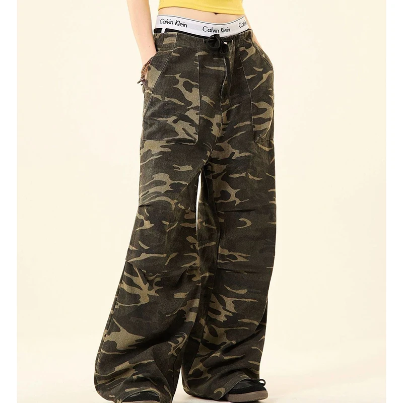 Camouflage Loose Cargo Pants Women Fashion Street Casual High Waist Female Wide Leg Trousers American Retro Hip Hop Bottoms New