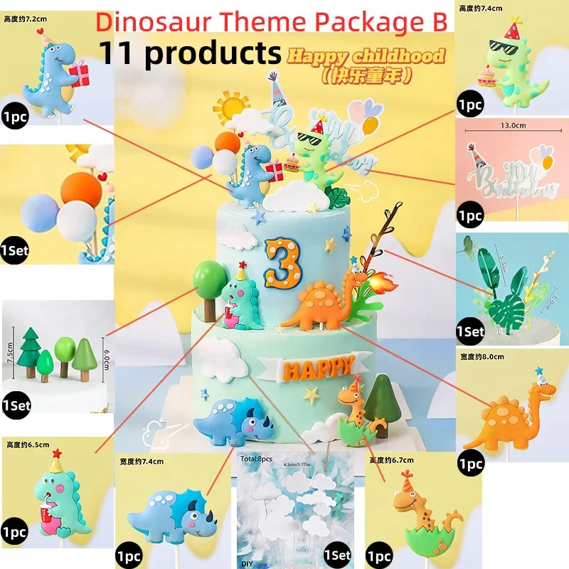 Mehrere Set Dinosaurier Kuchen Topper Antike Dino Party Dekor Alles Gute zum Geburtstag Kuchen Dekoration Jugendliche Dino Thema Party Requisiten – Detail 27