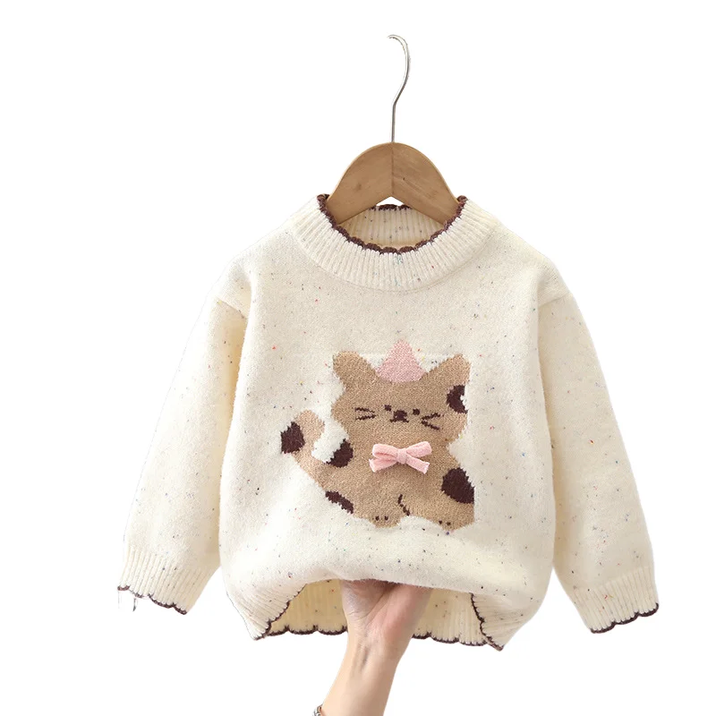 سترة محبوكة للفتيات لخريف وشتاء 2025 بلوزات بأكمام طويلة ورقبة مستديرة بلوفر مريح ملابس أطفال عصرية جديدة #6